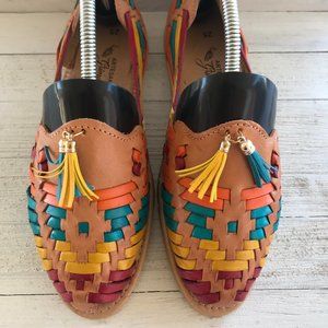 Original Mexican Pompom Huarache Tassel  Sandals